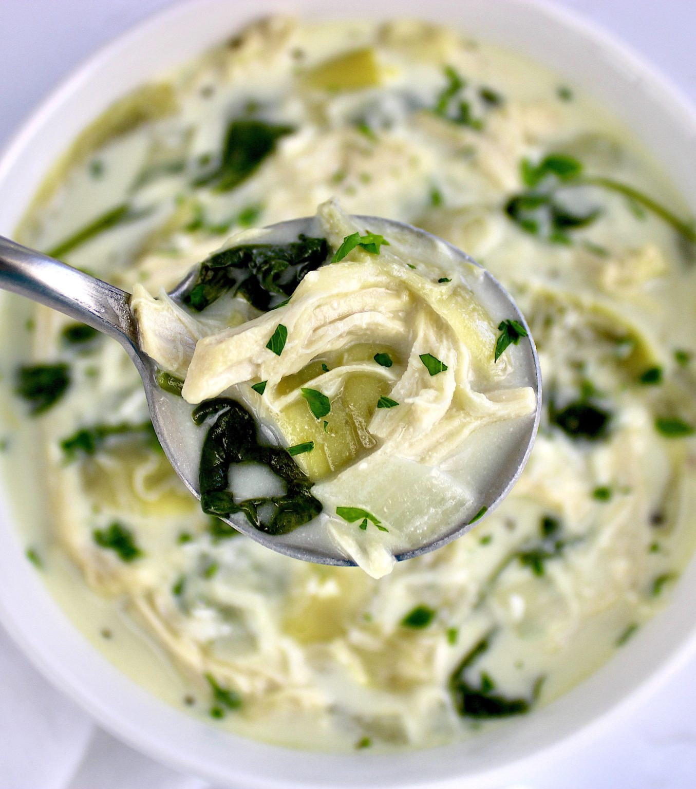 Slow Cooker Spinach Artichoke Chicken Soup Keto Cooking Christian