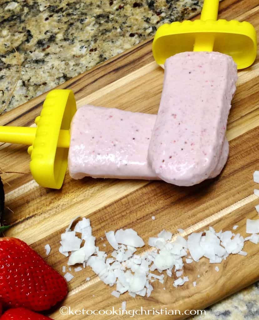 Strawberry Coconut Cream Popsicles - Keto and Low Carb