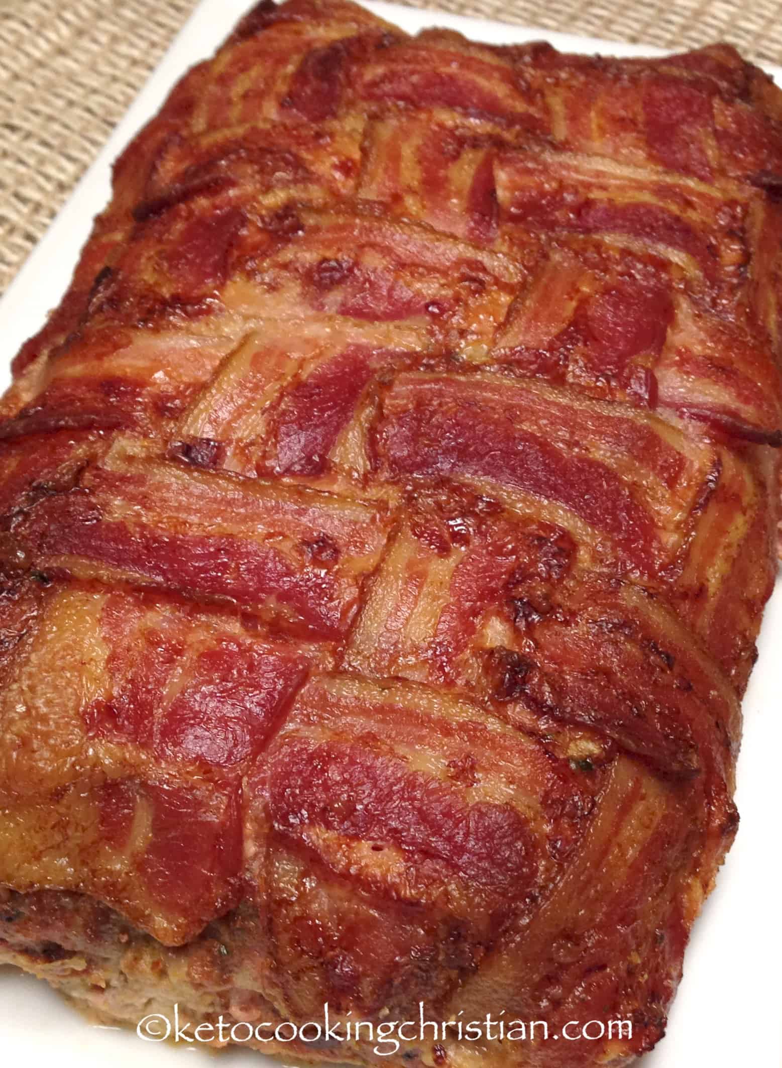 Bacon Wrapped Cheese Stuffed Italian Keto Meatloaf - Keto Cooking Christian