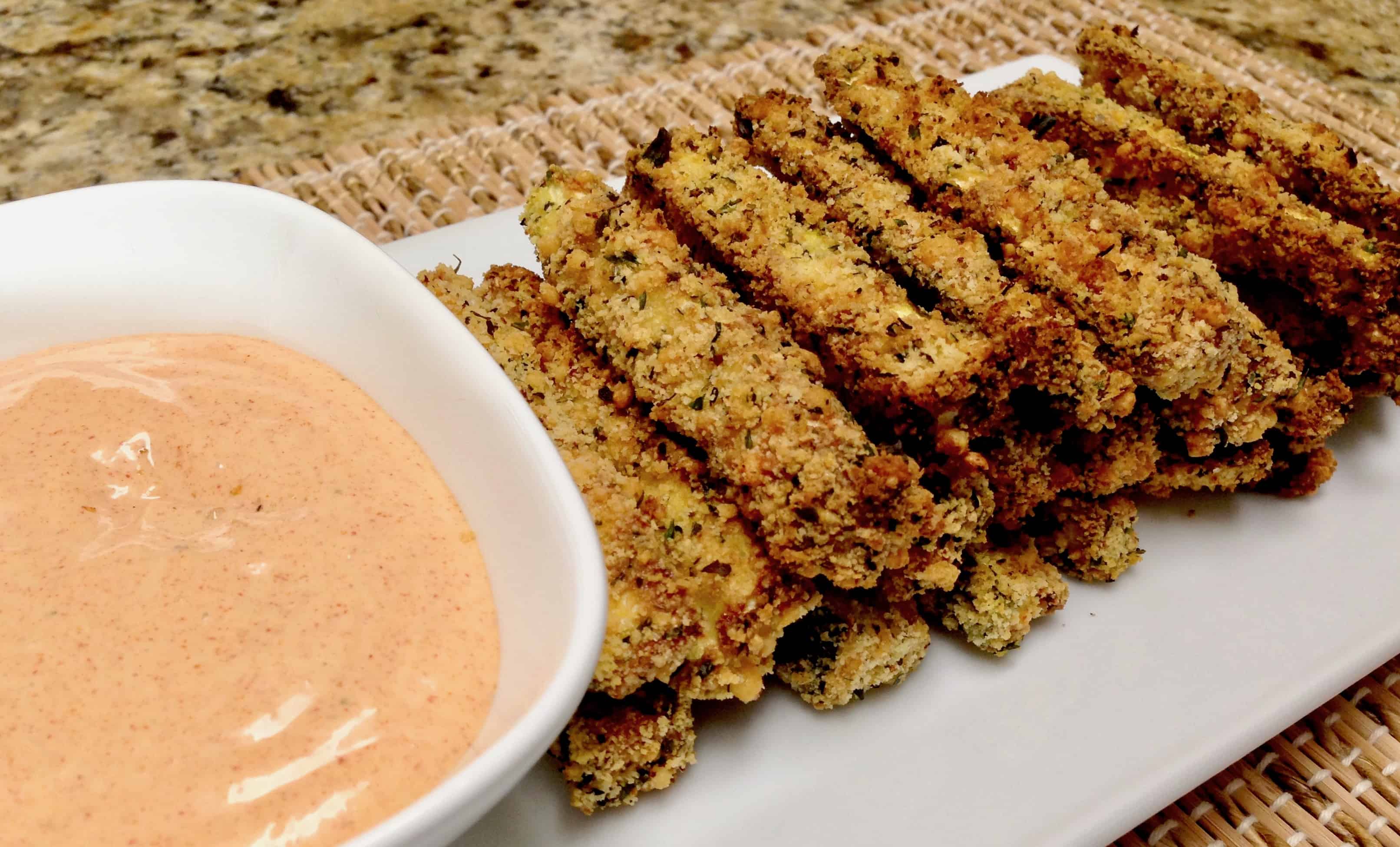 Baked Zucchini Fries with Dipping Sauce - Keto, Low Carb & Gluten Free