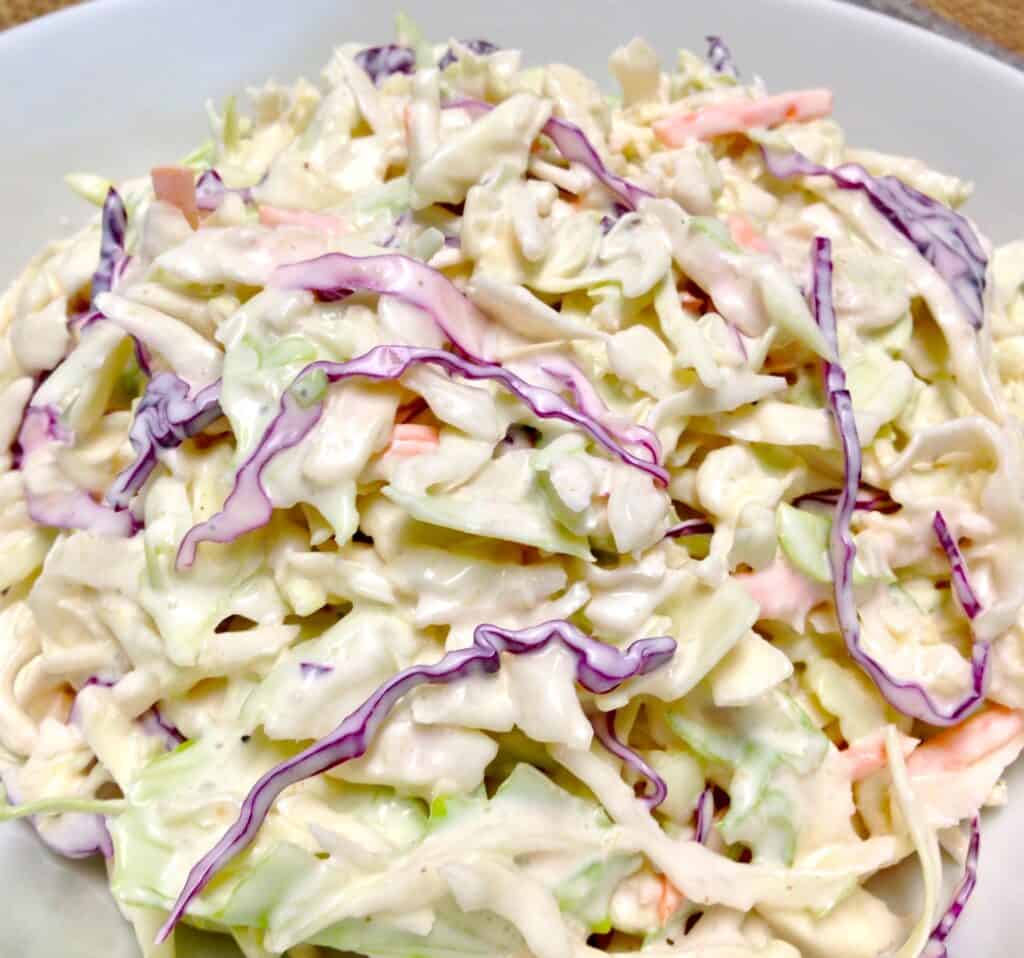 bowl of creamy cole slaw