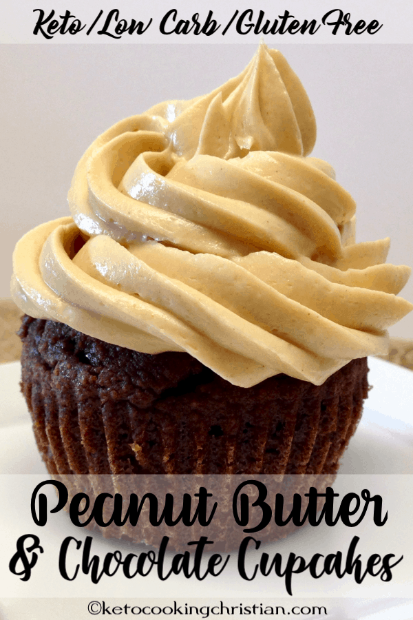 Chocolate Cupcakes with Peanut Butter Frosting- Keto, Low Carb & Gluten ...