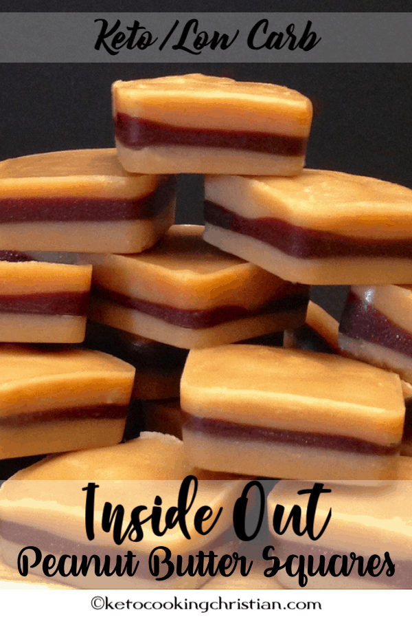 Inside Out Peanut Butter Cup Squares Keto and Low Carb