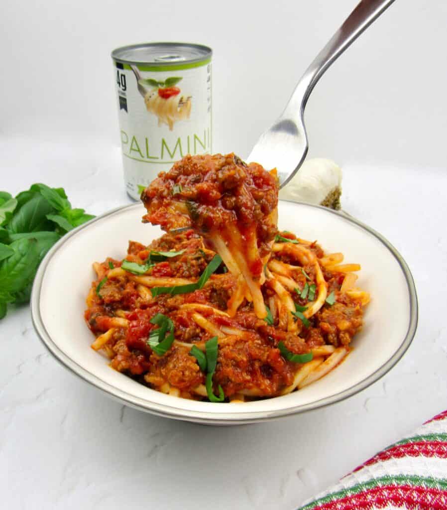 Palmini noodles with Italian meat sauce