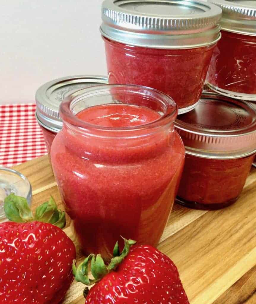 Strawberry Sauce in glass jar