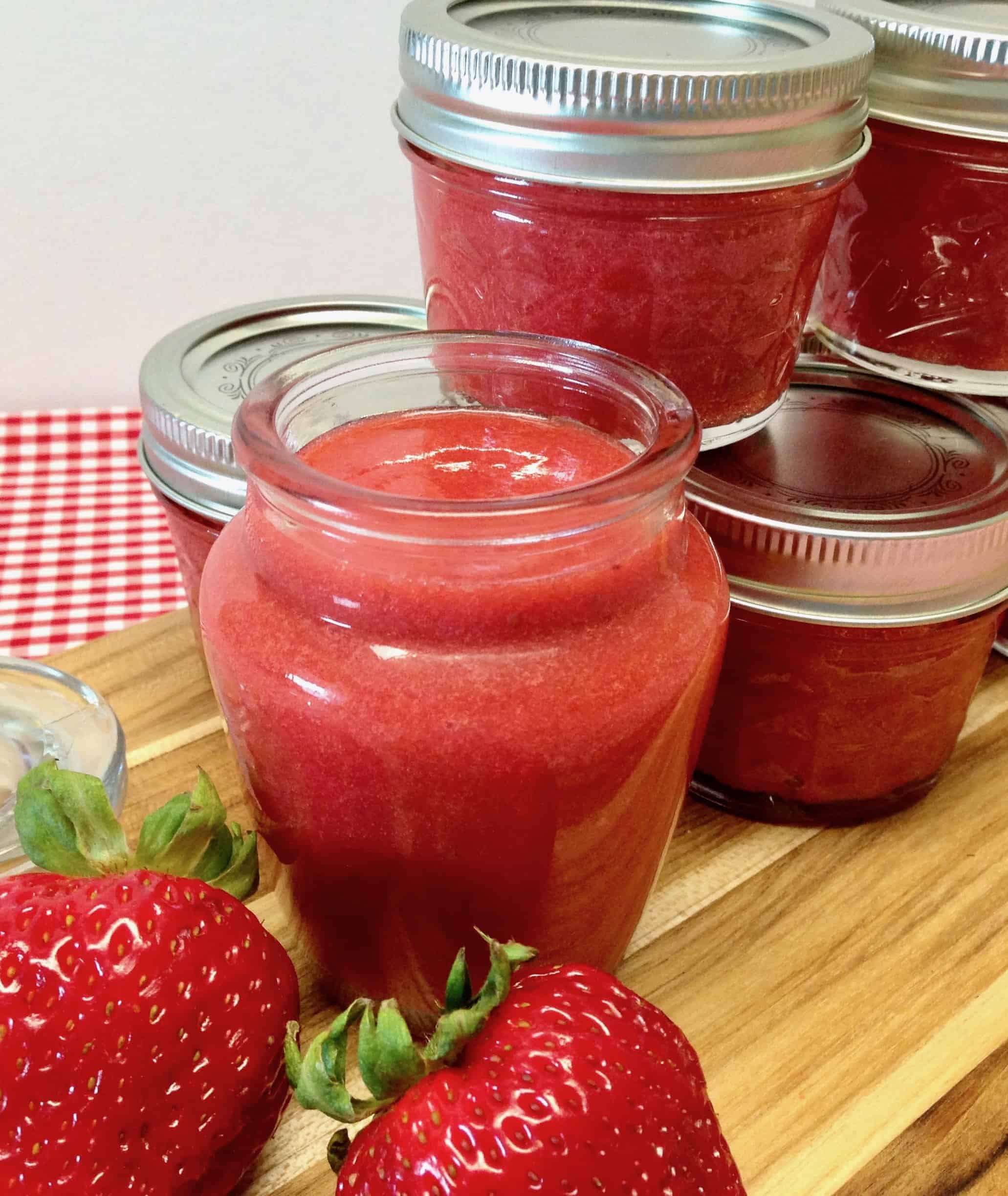 Strawberry Sauce in glass jar