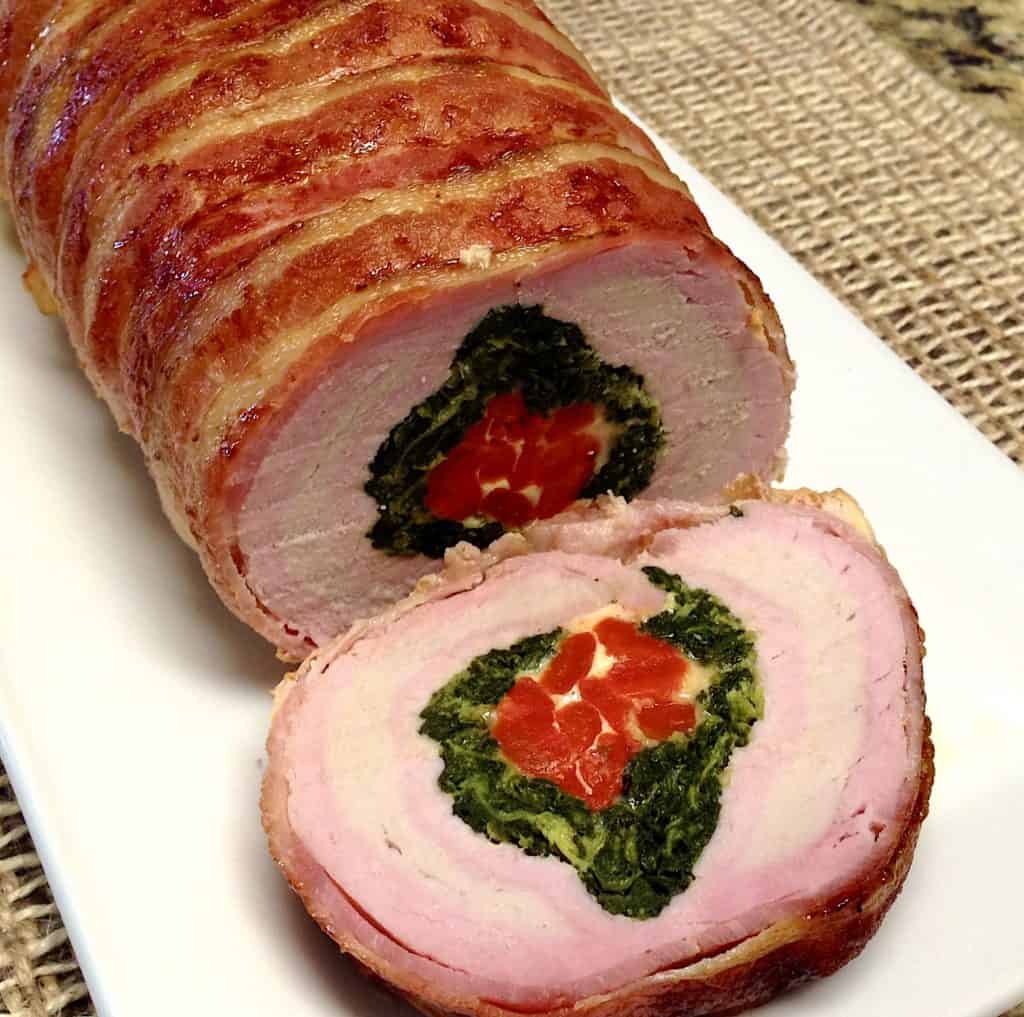 Bacon Wrapped Stuffed Pork Loin with Gravy Keto Cooking Christian