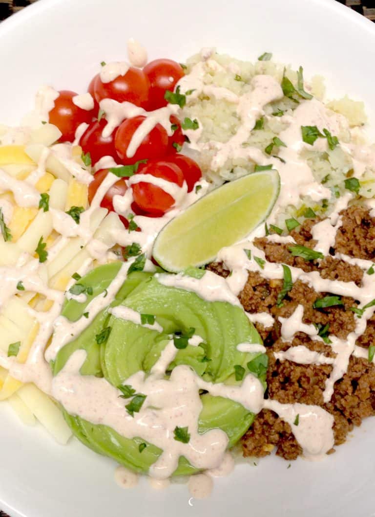 Keto Burrito Bowl with Lime Cilantro Cauliflower Rice - Keto Cooking ...