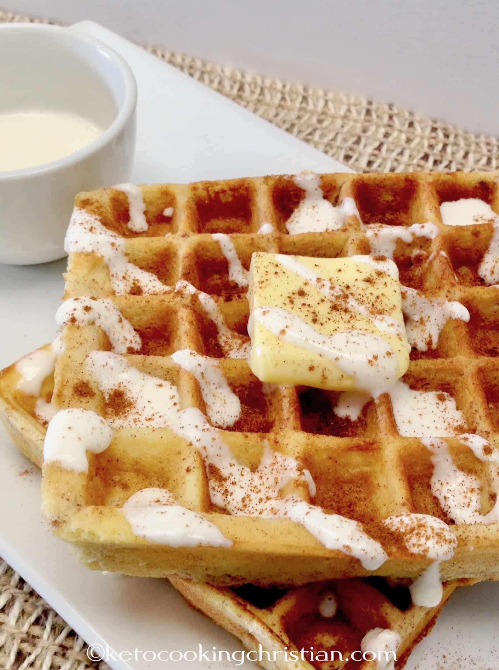 Keto Cinnamon Roll Waffles with Cream Cheese Icing Keto Cooking Christian