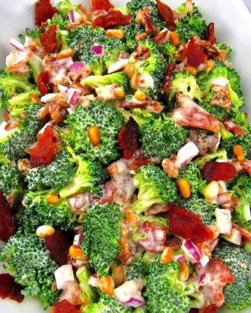 closeup of broccoli salad