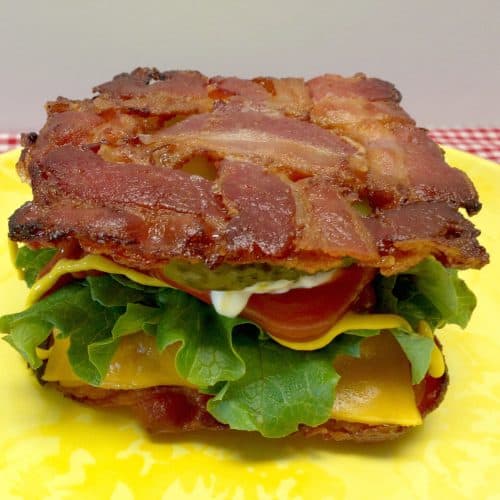 Cheeseburger in a Bacon Weave Bun - Keto and Low Carb