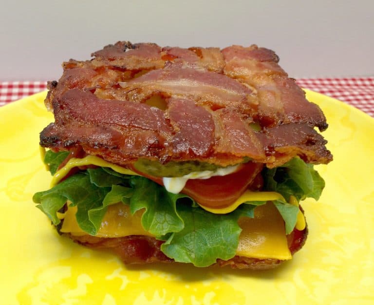 Cheeseburger in a Bacon Weave Bun - Keto and Low Carb