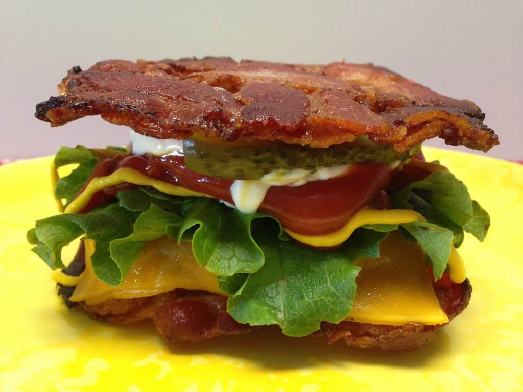 Cheeseburger in a Bacon Weave Bun - Keto and Low Carb