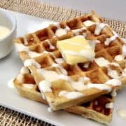 keto cinnamon roll waffles with butter on top