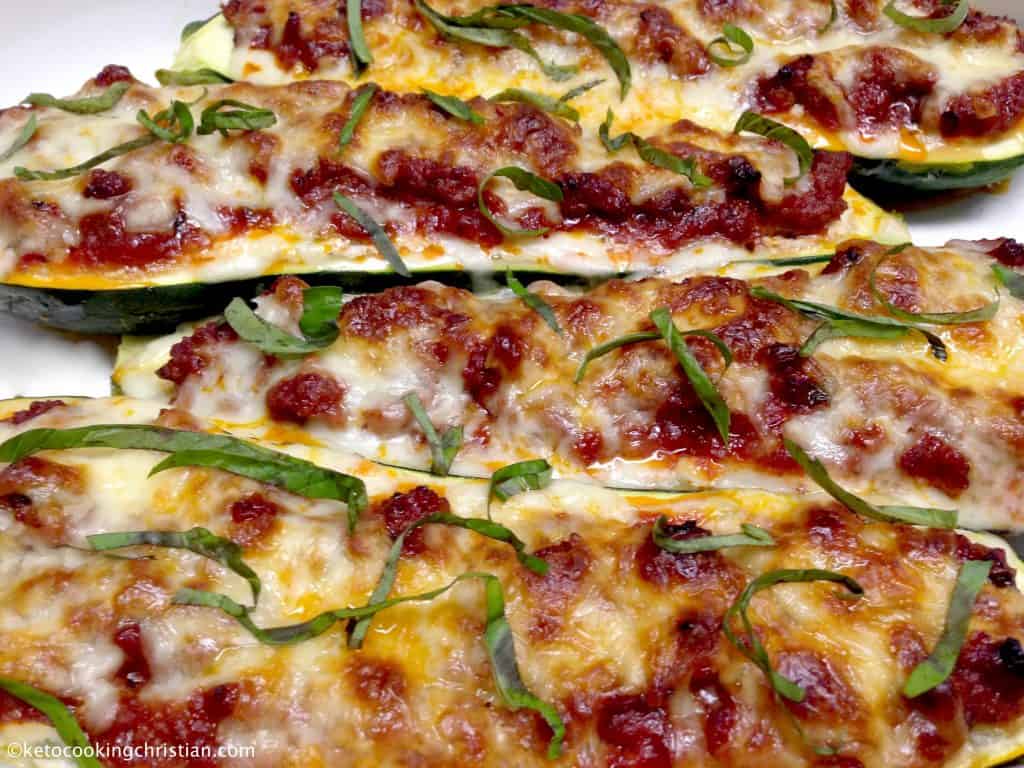 Lasagna Stuffed Zucchini Boats - Keto and Low Carb