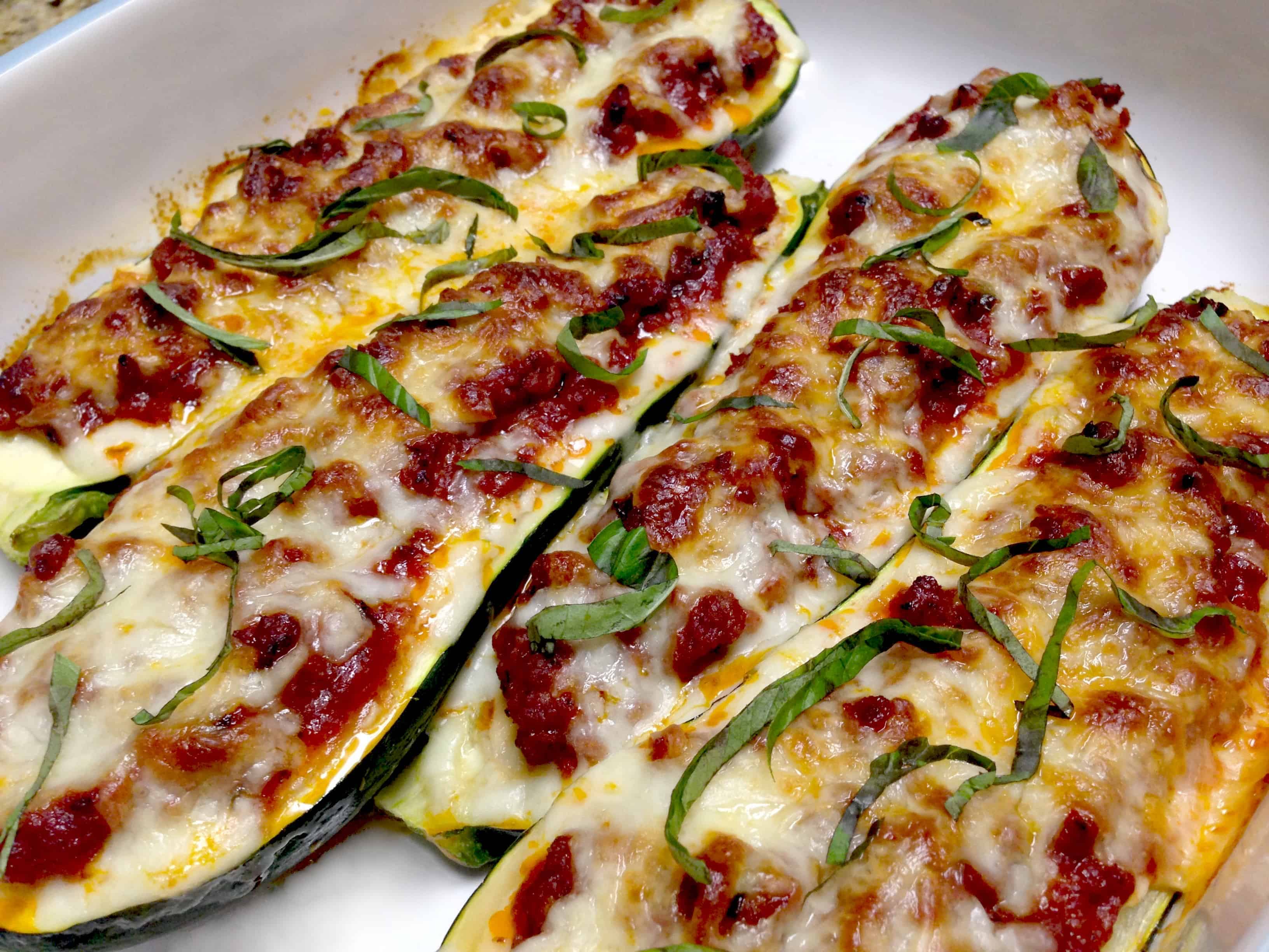 Lasagna Stuffed Zucchini Boats - Keto/Low Carb - Keto Cooking Christian