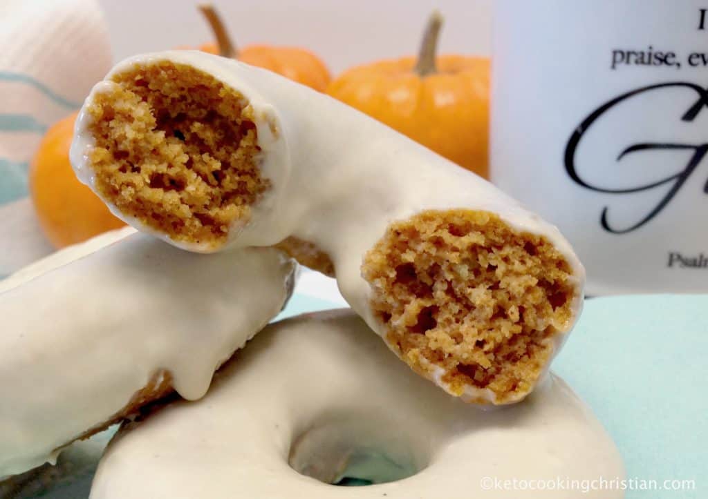 Pumpkin Donuts with Maple Cream Cheese Glaze - Keto, Low Carb & Gluten Free
