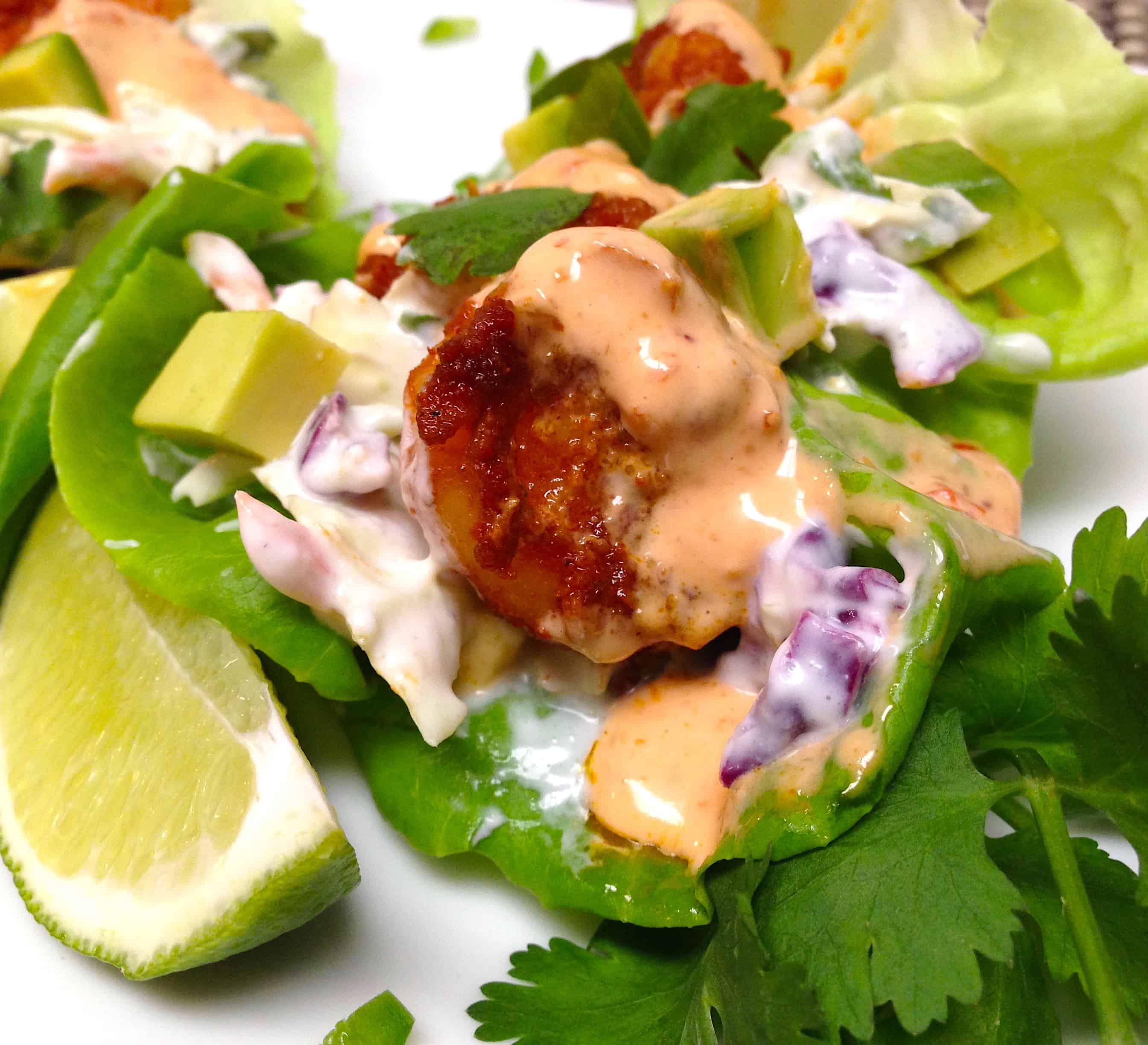 Spicy Shrimp Lettuce Wraps with Bang Bang Sauce Keto Cooking Christian