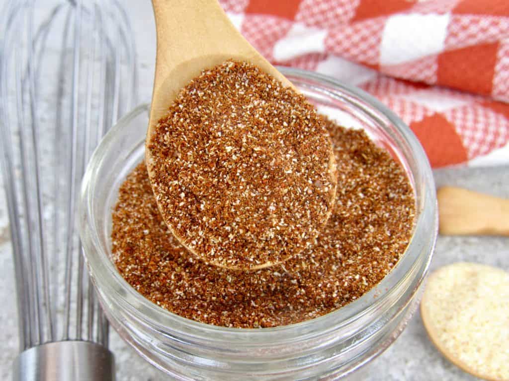 jar of chili spice mix w with spoonful