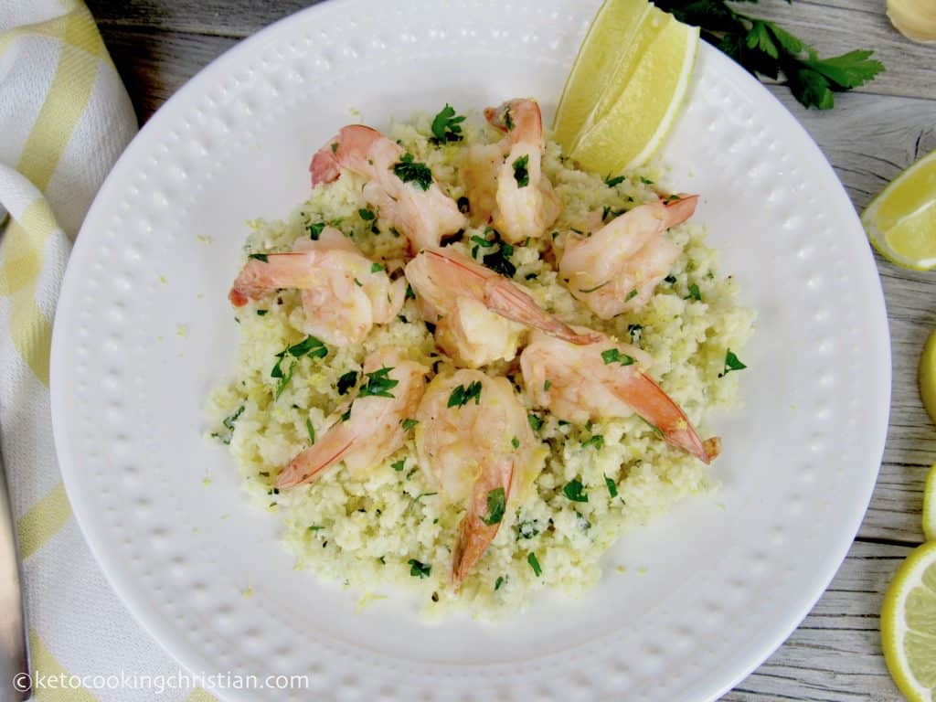 Shrimp Scampi with Cauliflower Rice- Keto and Low Carb - Keto Cooking