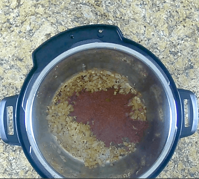 spices toasting in instant pot