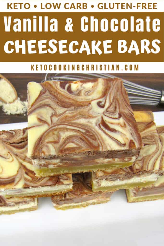 PIN Vanilla and Chocolate Cheesecake Bars - Keto/Low Carb/Gluten Free