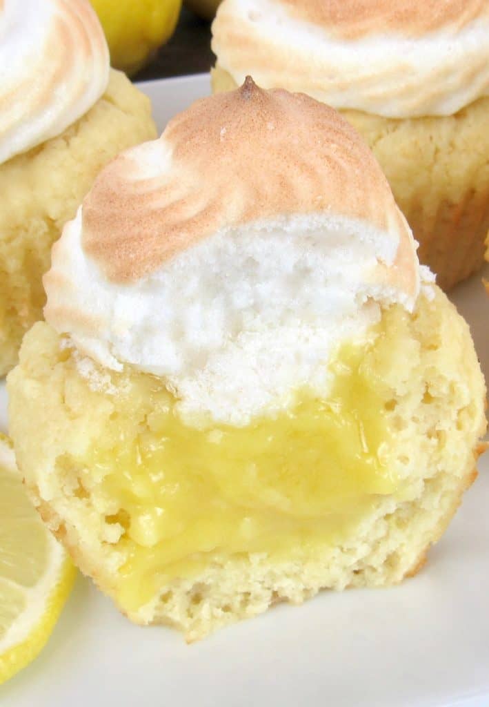 Close Up of Lemon Meringue Cupcakes - Keto, Low Carb & Gluten Free