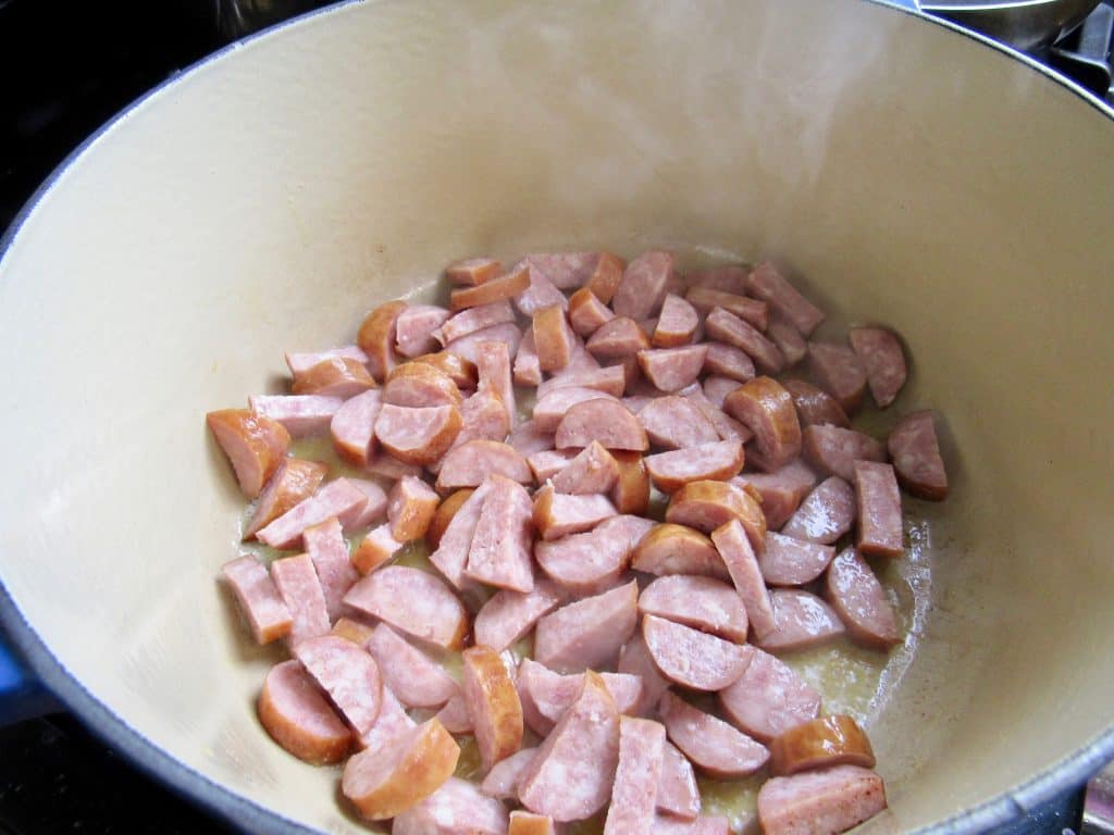 Smoked Sausage & Cauliflower Cheddar Soup - Keto and Low Carb