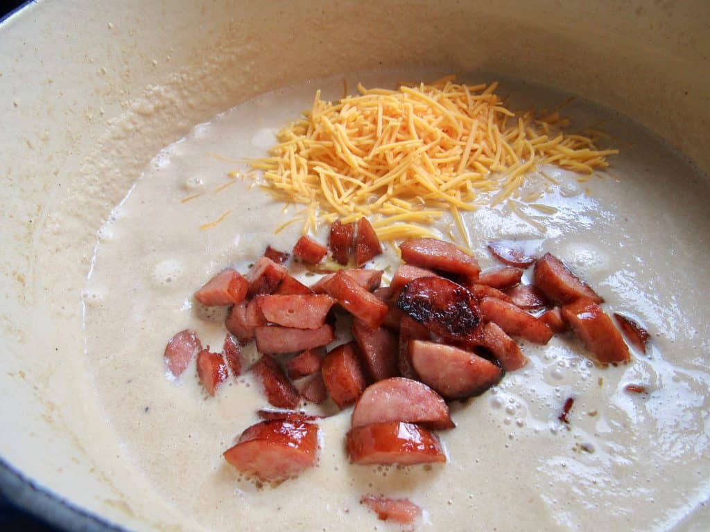 Smoked Sausage & Cauliflower Cheddar Soup - Keto and Low Carb