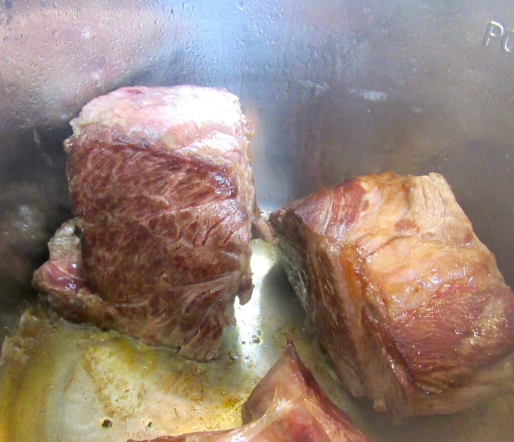 instant pot roast seared in pot
