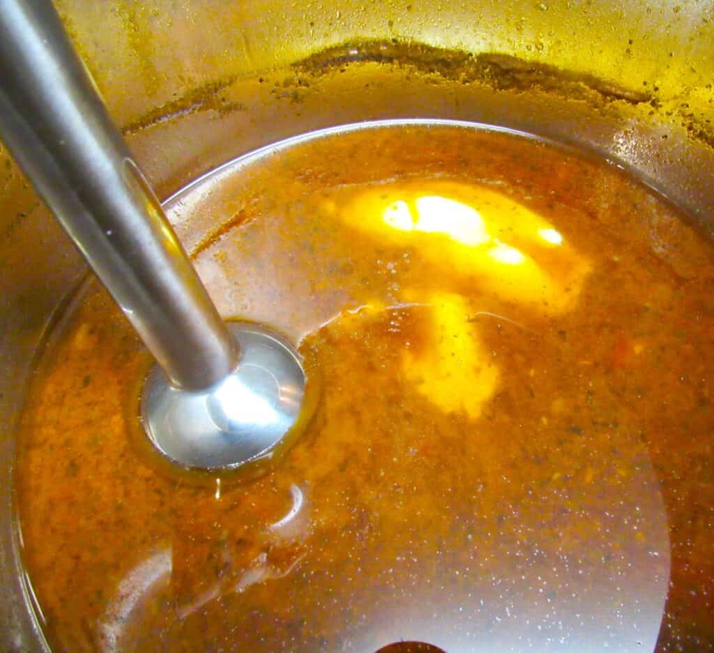 Instant Pot Roast gravy with immersion blender