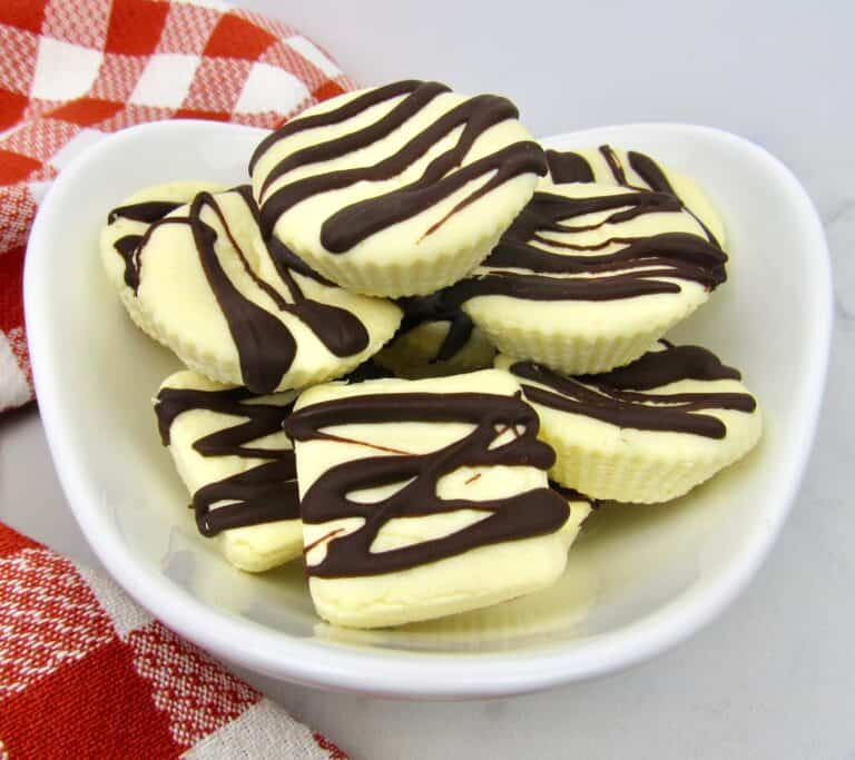 cheesecake fat bombs stacked in bowl