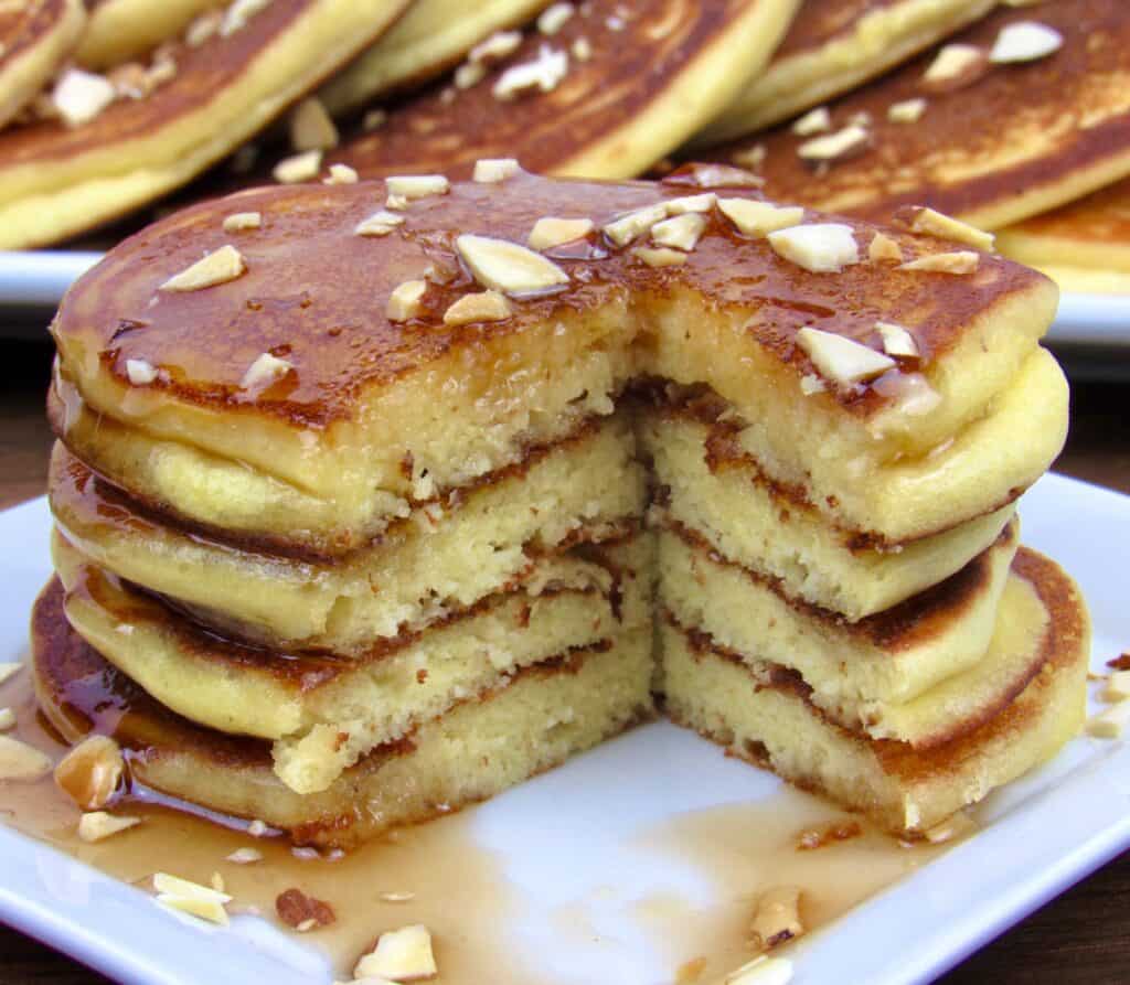 stack of pancakes cut into
