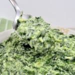 Creamed Spinach in bowl with spoonful