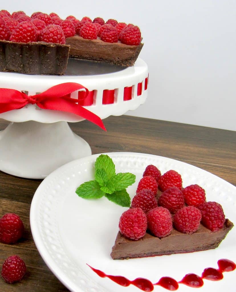 No-Bake Chocolate Raspberry Tart - Keto, Low Carb & Gluten Free 