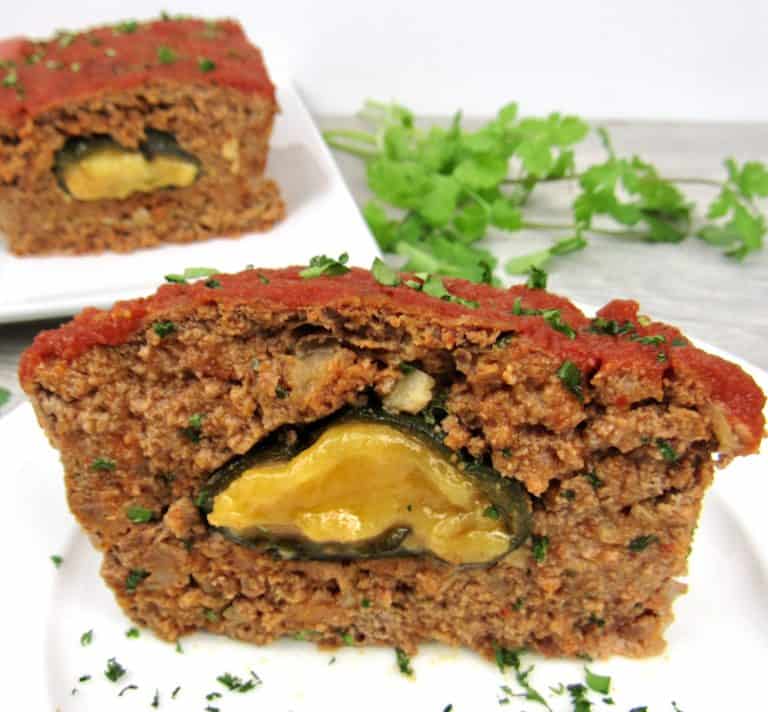Keto Poblano and Cheese Stuffed Meatloaf
