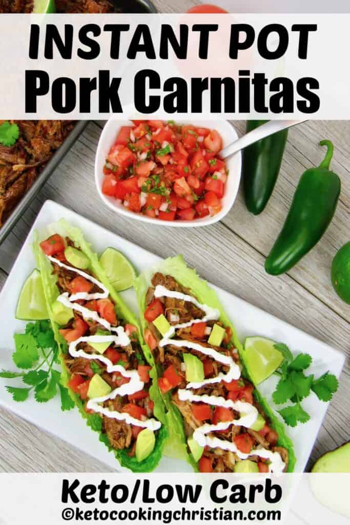 pork carnitas in lettuce wrapped with sour cream drizzle on top