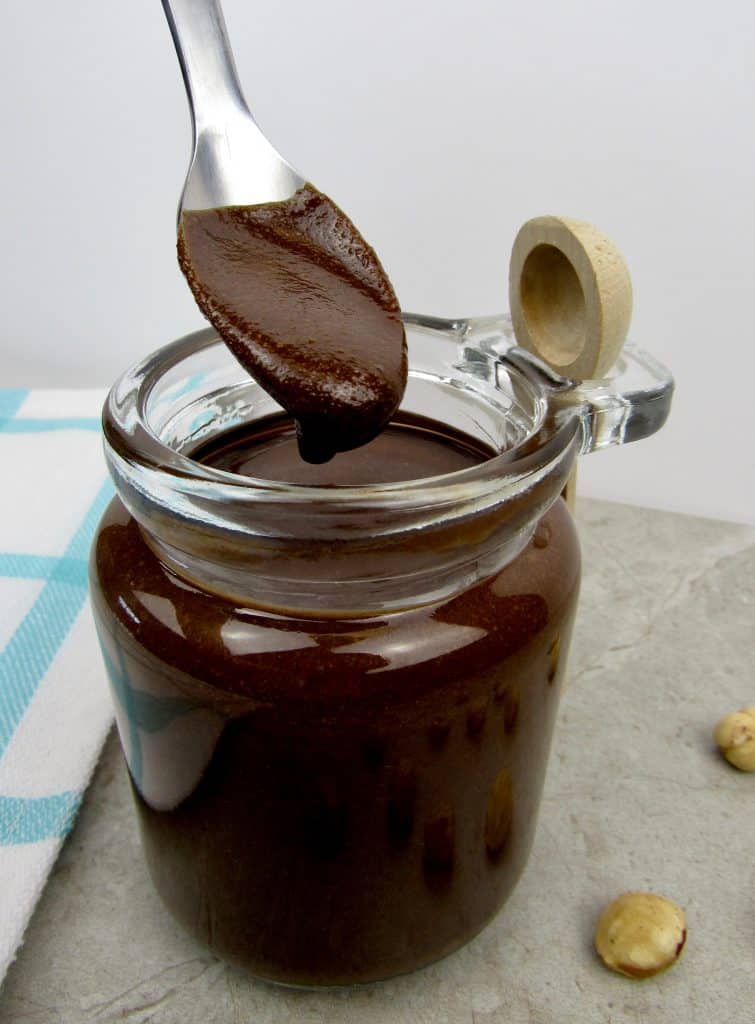 Nutella in jar with spoon