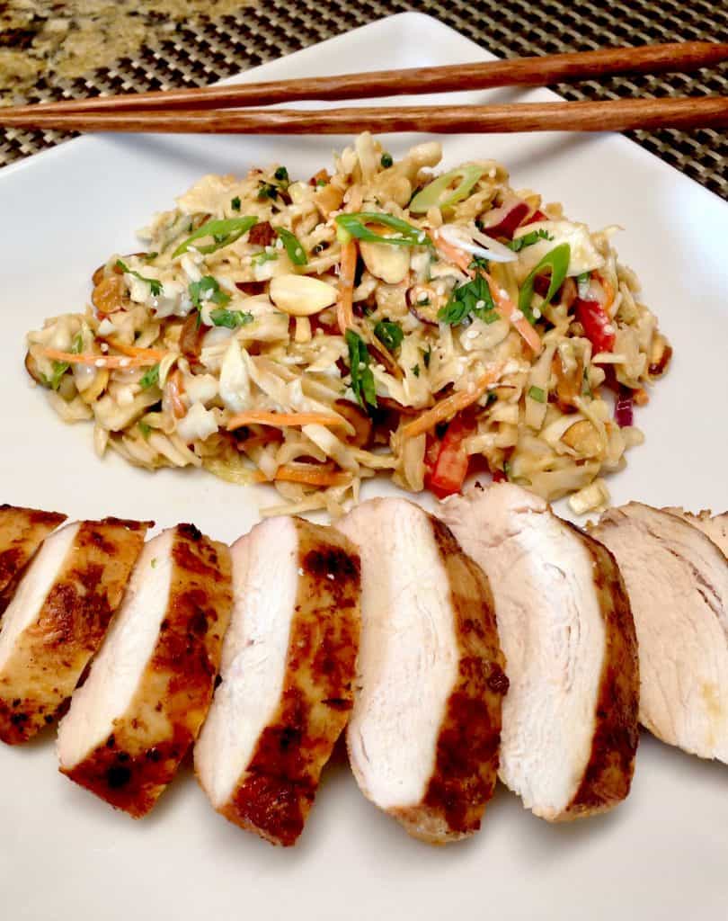 Asian Grilled Chicken with Peanut Ginger Slaw - Keto and Low Carb