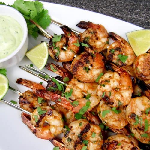 Grilled Lime Cilantro Shrimp Skewers - Keto and Low Carb