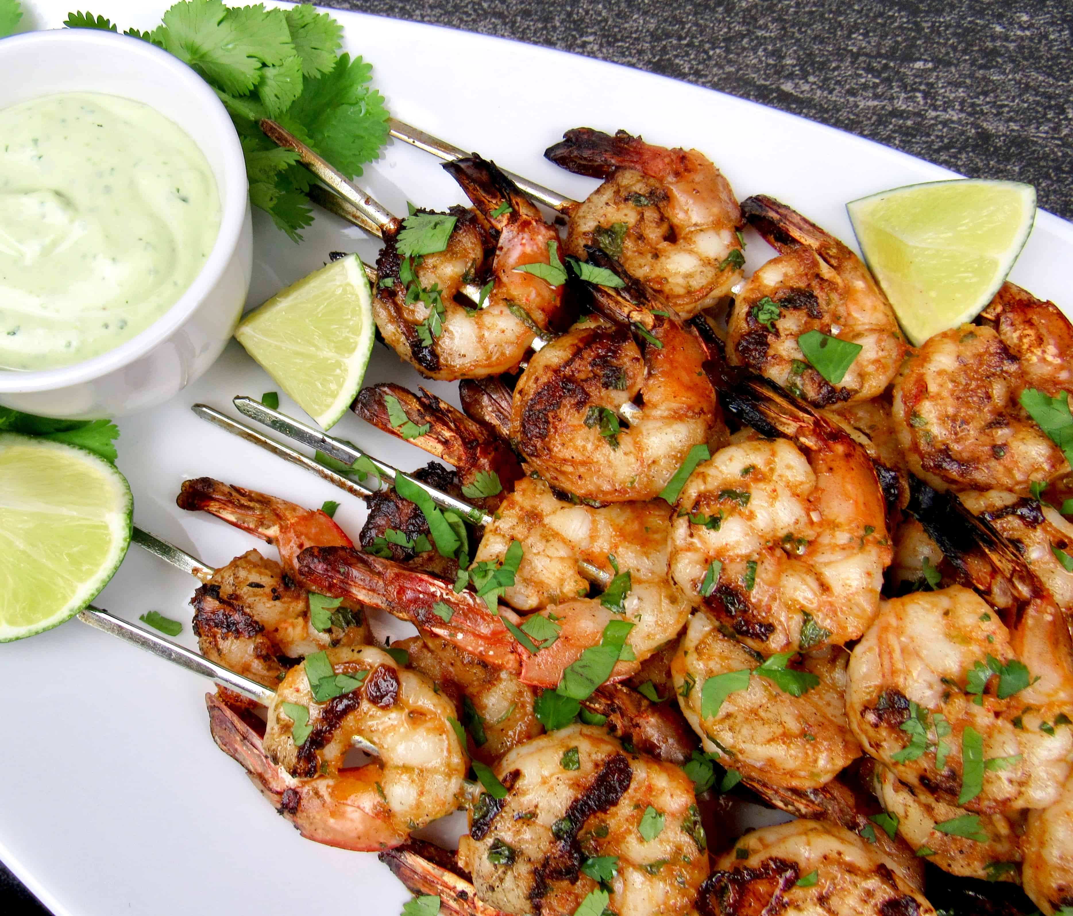 Grilled Lime Cilantro Shrimp Skewers - Keto and Low Carb