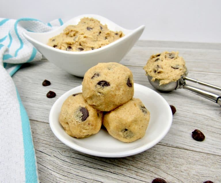 Edible Cookie Dough in Balls on Plate and in Bowl