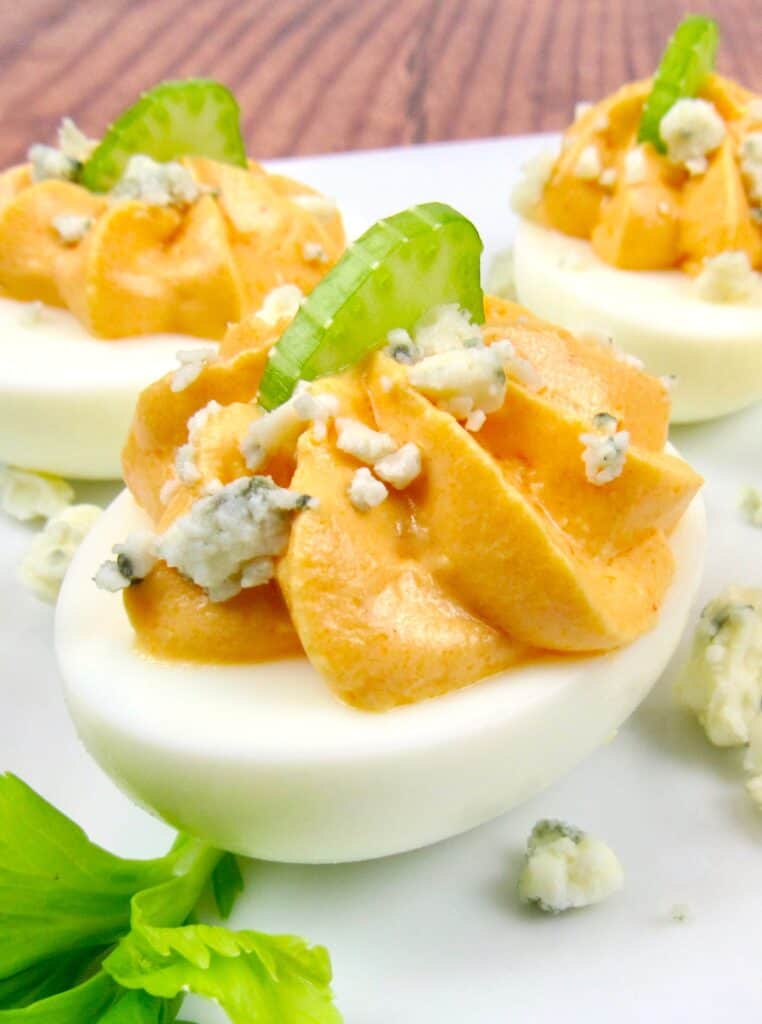 Close Up of Keto Buffalo Deviled Eggs