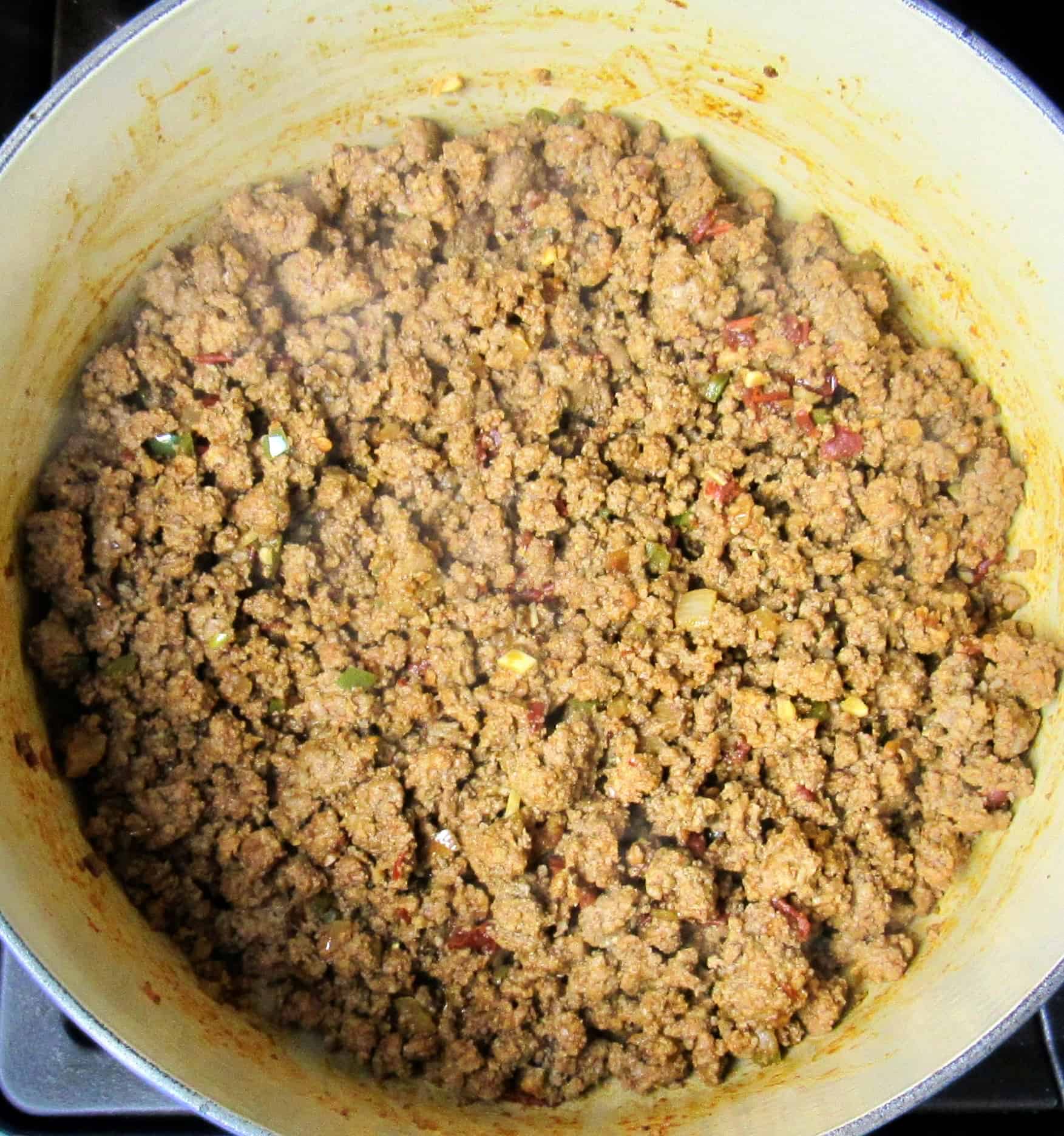pot with taco meat
