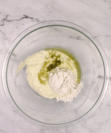 glass bowl with coconut cupcakes frosting ingredients