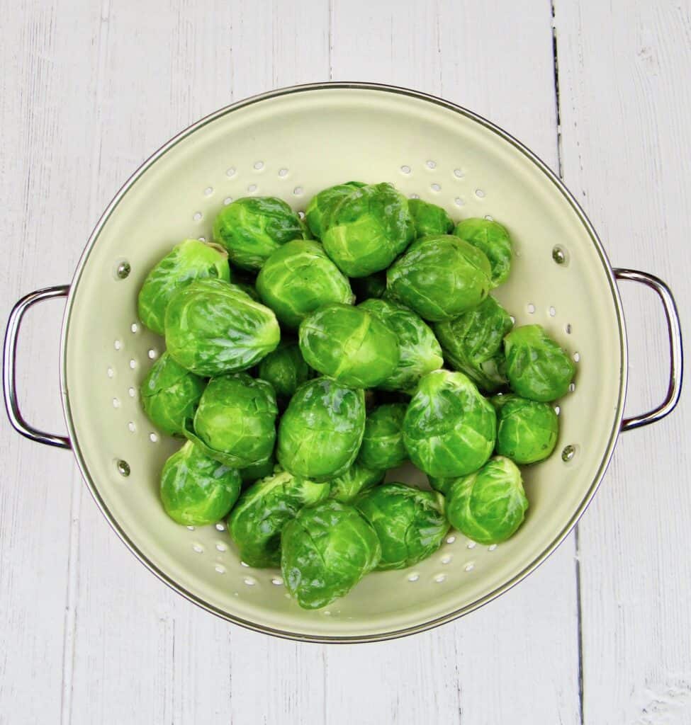 Brussels sprouts in colander