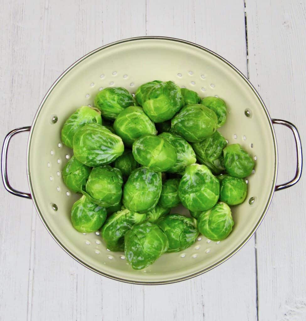 brussels sprouts in collander