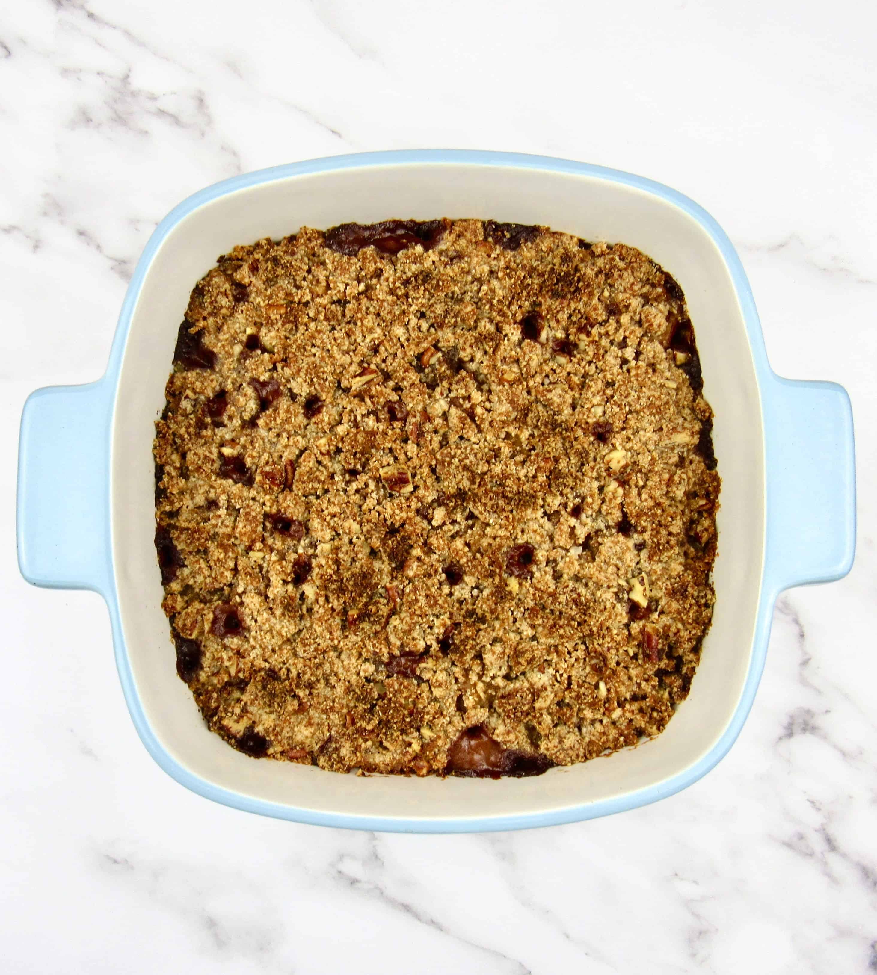 mock apple crumble in casserole baked