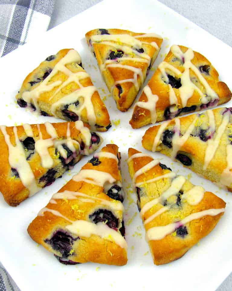 Blueberry Scones with lemon icing on top