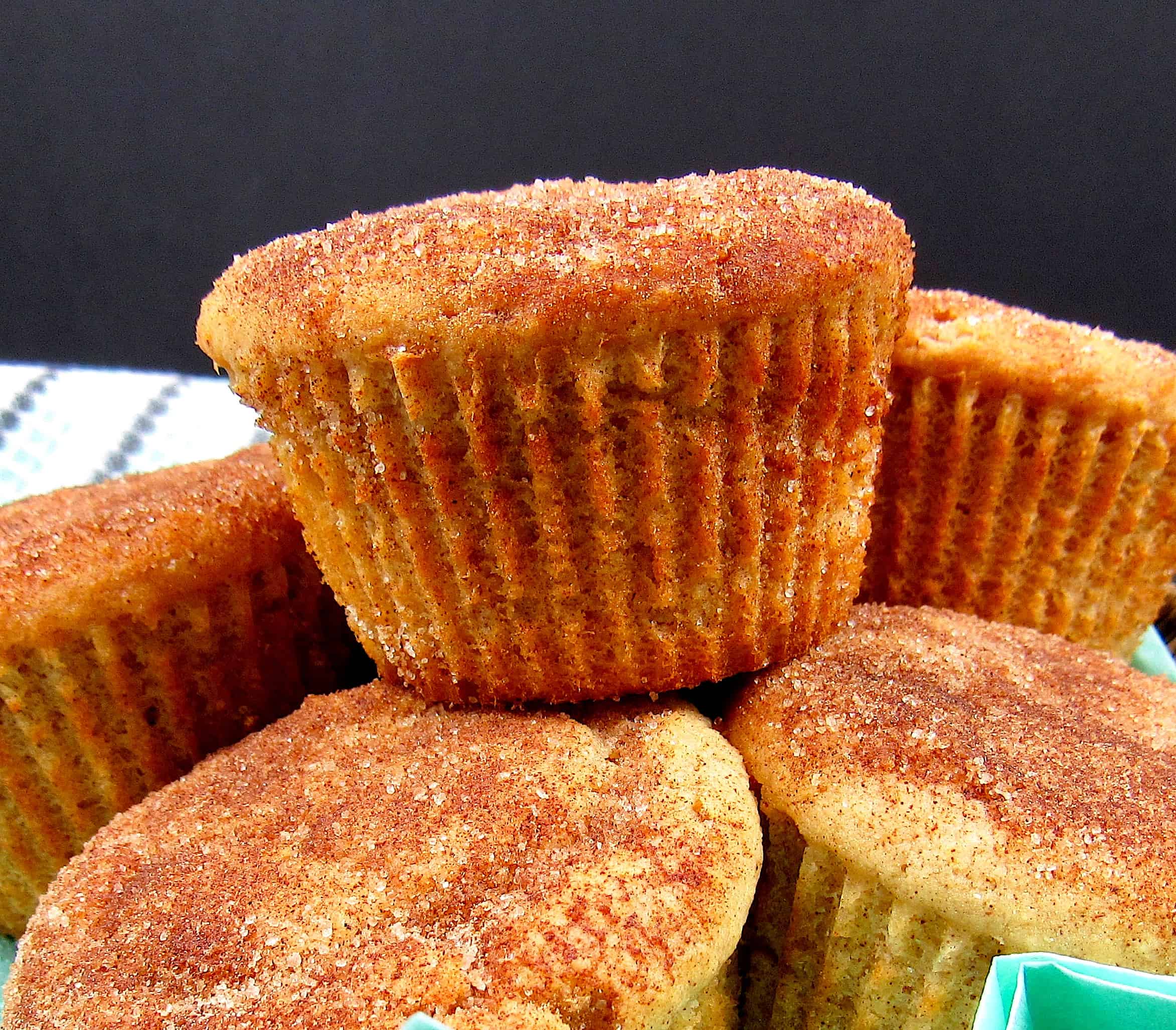 closeup of snickerdoodle muffins in basket
